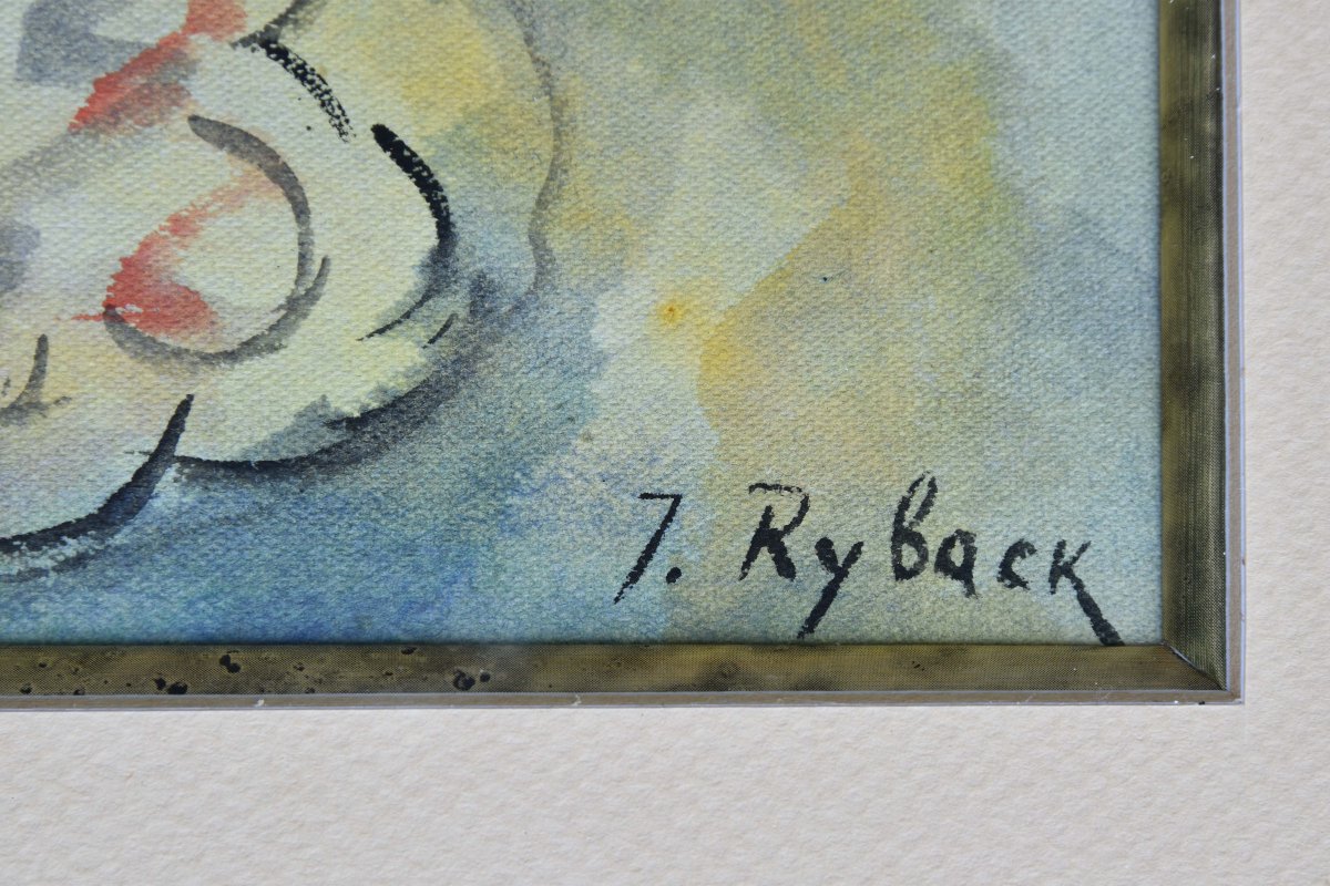Issachar RYBACK "Femme à la voilette"  aquarelle 33x25-photo-3